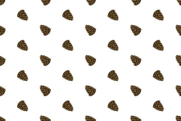 Holiday New Year and Merry Christmas Seamless Pattern Background with pine cone. Illustration