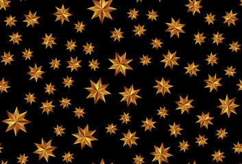 Holiday New Year and Merry Christmas Seamless Pattern Background with golden stars. Illustration