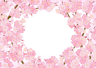 満開の桜の花のベクターフレーム素材（コピースペース）