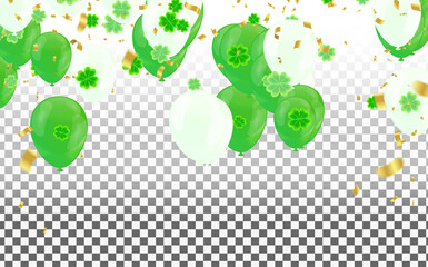Template Design banner with balloons on happy St. Patrick's Day. effect clover. Simple for the site, shop, magazine promotions. shamrock leaves pattern background. with place for text.