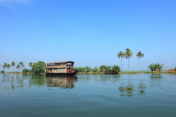 Boating in the backwater destinations of Kerala, India.