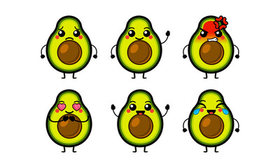Cute avocado character vector illustration