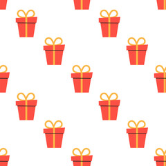 Cartoon holiday boxes with bows. seamless pattern. Illustration.