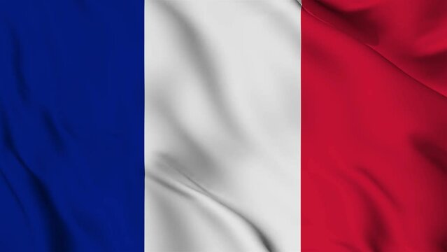France flag waving looping footage Full 4K (3840 x 2160) Realistic France Flag Looping background. Looping Closeup Full 4K (3840 x 2160) footage. France country flags. July 14