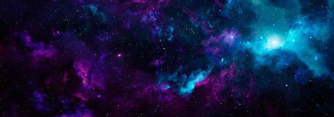 Cosmic background with a nebula and shining stars
