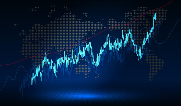 株価チャート　グローバル経済イメージ　ベクター素材