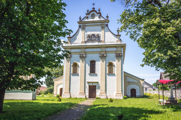 Fototapeta na wymiar Assumption of Blessed Virgin Mary catholic church in Yagelnitsa village, Chortkiv region, Ukraine