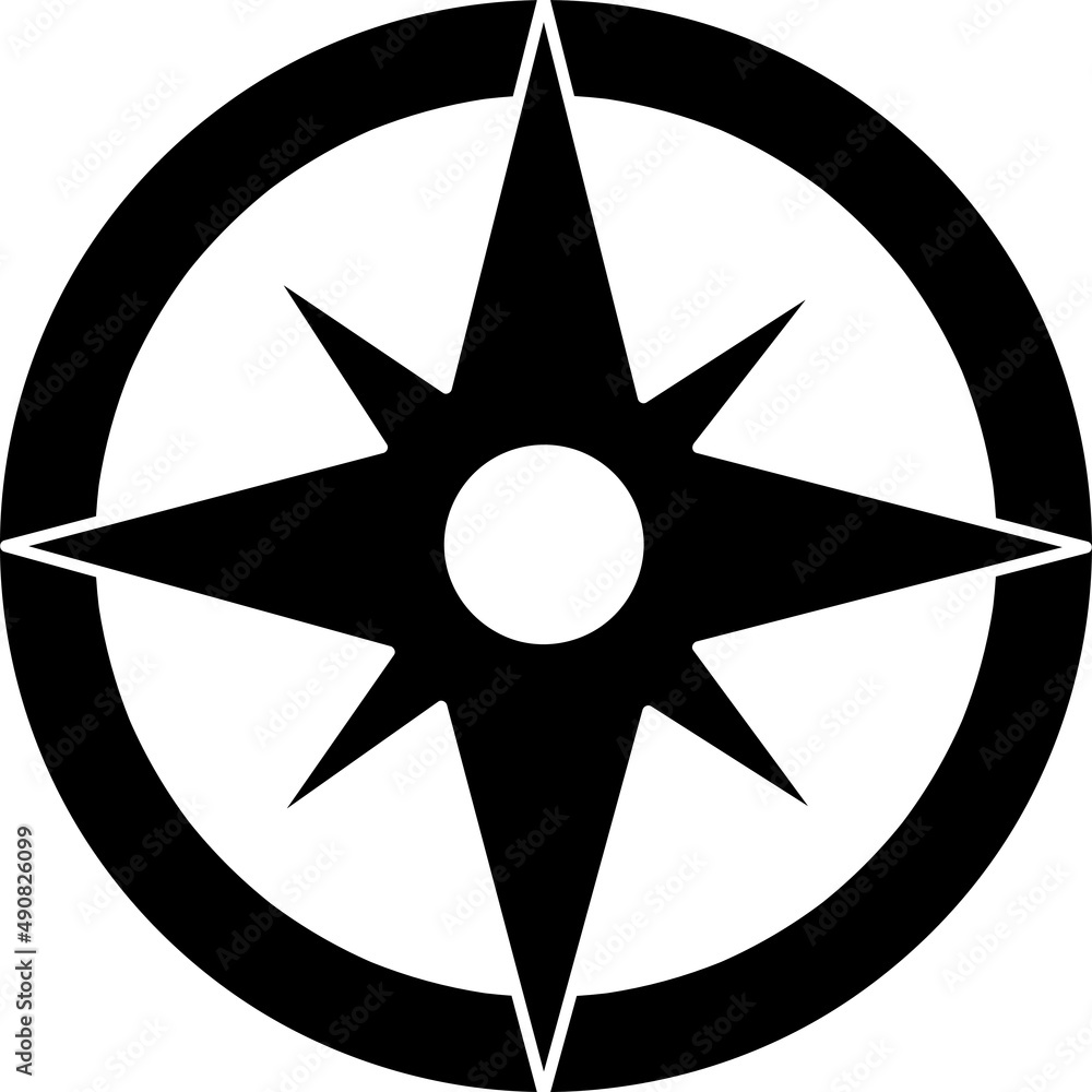 Poster compass icon vector line art on white background..eps