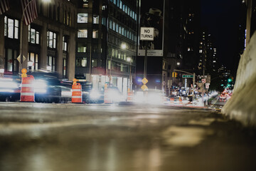 Long exposure shot of downtown Manhattan New York before covid-19