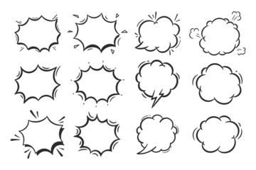 hand drawn speech bubble for chatting cartoon characters