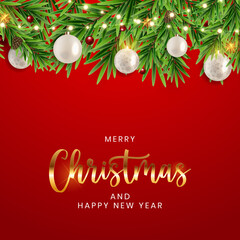 Fototapeta na wymiar Holiday New Year and Merry Christmas Background Illustration