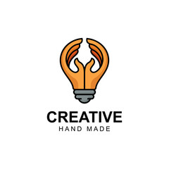 creative idea imagination or innovation logo for life hack creativity hand made vector icon symbol