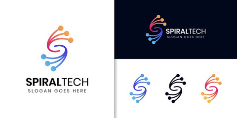 abstract initial letter S technology logo for spiral tech system vector icon symbol
