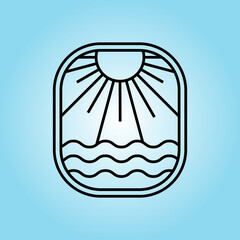 Ocean Sun Wave badge Logo Design Template