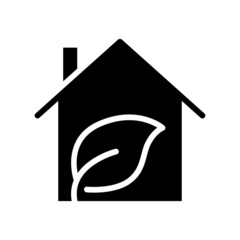 House with leaf icon. glyph style. silhouette. suitable for ecology icon. simple design editable. Design template vector