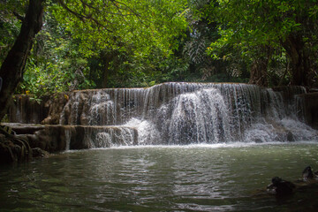 Huay Mae Khamin Beautiful Waterfall in Kanchanaburi.Unseen Thailand.
