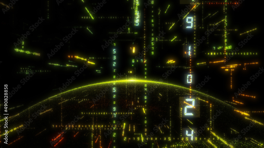 Poster earth and luminous elements with numbers
