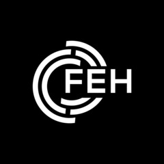 FEH letter logo design on black background. FEH creative initials letter logo concept. FEH letter design.