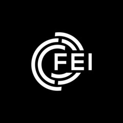FEI letter logo design on black background. FEI creative initials letter logo concept. FEI letter design.