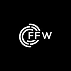 FFW letter logo design on black background. FFW creative initials letter logo concept. FFW letter design.