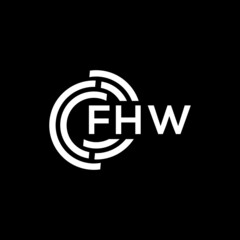 FHW letter logo design on black background. FHW creative initials letter logo concept. FHW letter design.