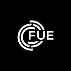 FUE letter logo design on black background. FUE creative initials letter logo concept. FUE letter design.