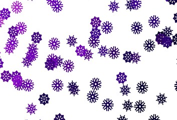 Light Purple, Pink vector layout with bright snowflakes.