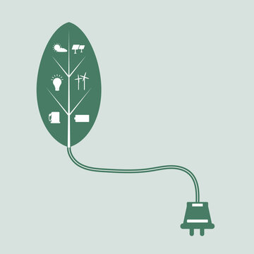 vector illustration plug leaf icon on clean enery concept, save environment on plug leaf icon, clean energy ecosystem icon, save environment sustainable icon, industry solution sustainable 