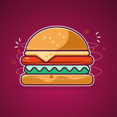 Burger illustration with line elements