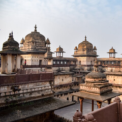 Jahangir Mahal (Orchha Fort) in Orchha, Madhya Pradesh, India, Jahangir Mahal or Orchha Palace is citadel and garrison located in Orchha. Madhya Pradesh. India, Indian Archaeological Sites