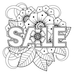 Sale banner or card template with mehndi flower