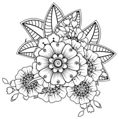 Circular pattern in form of mandala for Henna, Mehndi, tattoo, decoration. Coloring book page.
