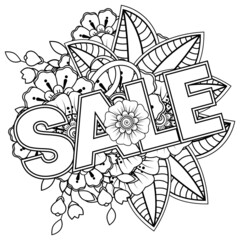 Sale banner or card template with mehndi flower