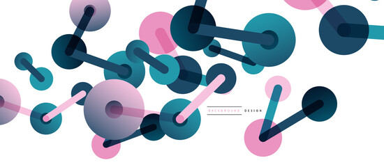 Line points connections geometric abstract background. Circles connected by lines. Trendy techno business template for wallpaper, banner, background or landing