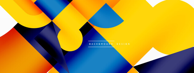 Circle and square geometric background. Round shapes with squares and triangles composition for wallpaper, banner, background or landing