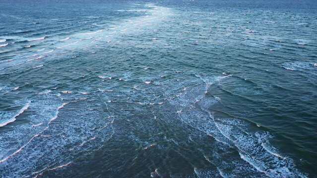 Drone Over Ocean Covering Grenen Sandbar