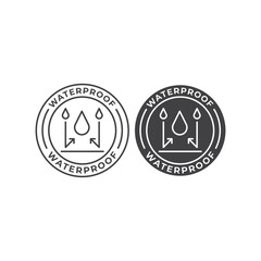 Waterproof badge label. Vector outline icon template