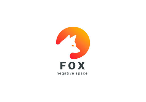 Fox creative logo vector. Fox icon, Fox Modern negative space Logo Abstract shape of a fox. Clean Logo