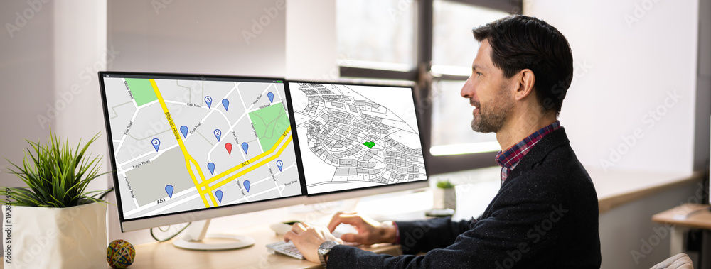 Poster Cadastre Plot Land Map. Building Project