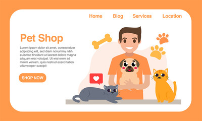 Fototapeta premium pet shop website design user interface application