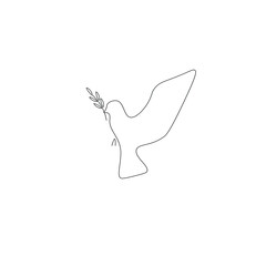 Dove bird line drawing vector illustration
