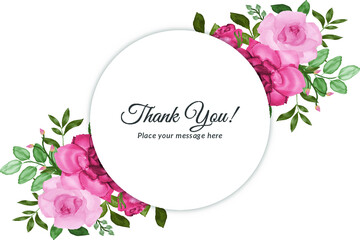 Beautiful thank you card floral wreath with water color  free vector