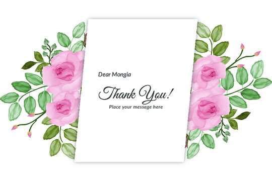 Beautiful thank you card floral wreath with water color  free vector