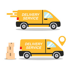 delivery van on white background © aldonat