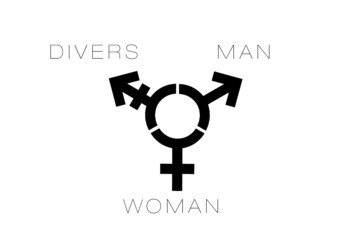 Gender Symbol for woman, man, divers black white