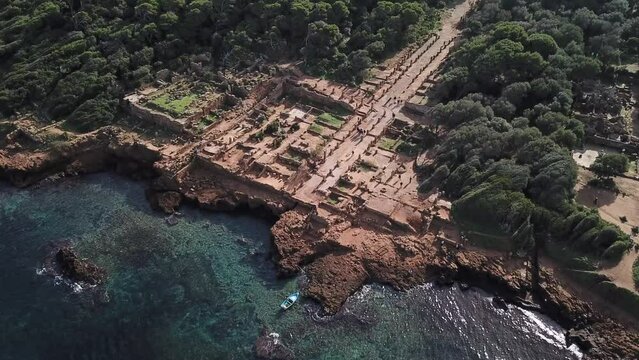 4K Footage, Aerial view of the ancient city of Tipaza, Algeria