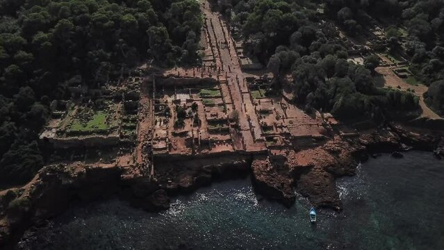 4K Footage, Aerial view of the ancient city of Tipaza, Algeria