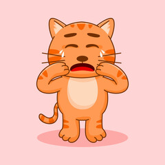 Cute orange cat standing, cartoon vector illustration