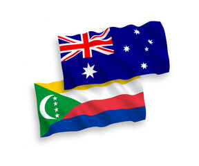 Flags of Australia and Union of the Comoros on a white background