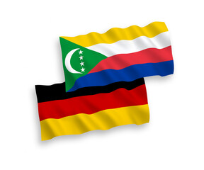Flags of Union of the Comoros and Germany on a white background
